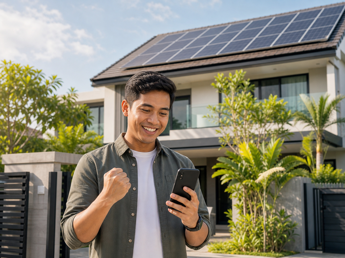 Happy customer earning solar referral reward